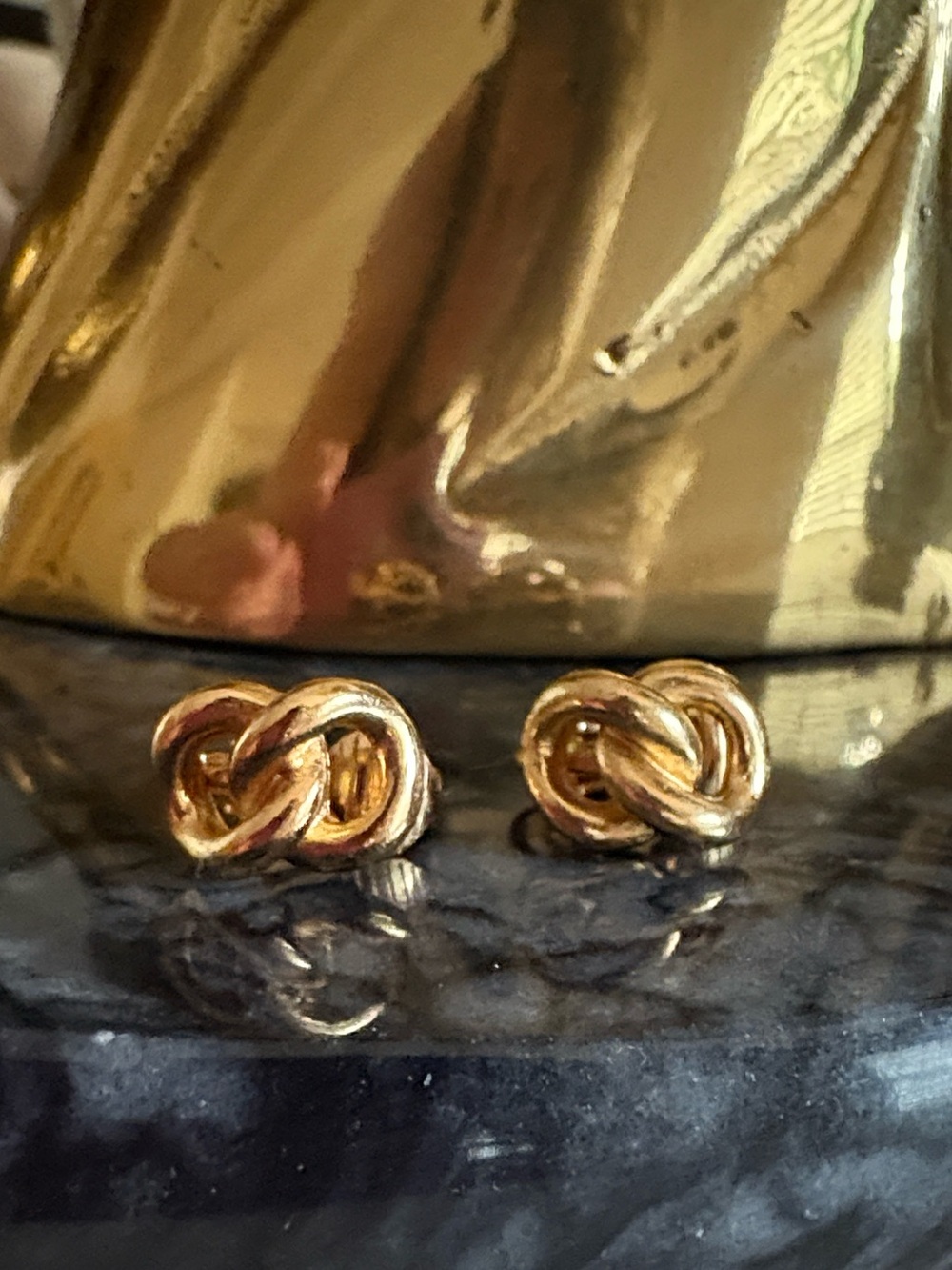 Dior Classic Gold Knot Stud Clip-On Earrings